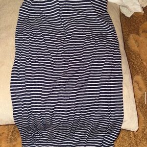Navy and White Striped Skirt